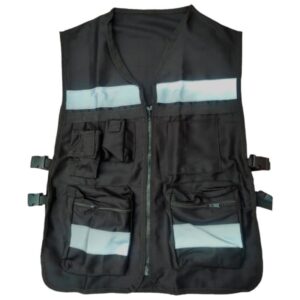 CHALECO BRIGADISTA NEGRO REFLEJANTE CON BOLSA TU